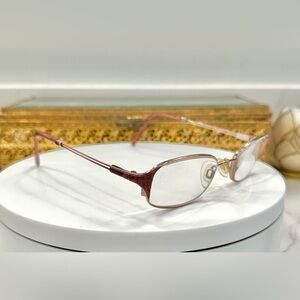 VTG Charmont - Red Swirled Enamel Accented Pink Rx Eyeglass Frames - EUC